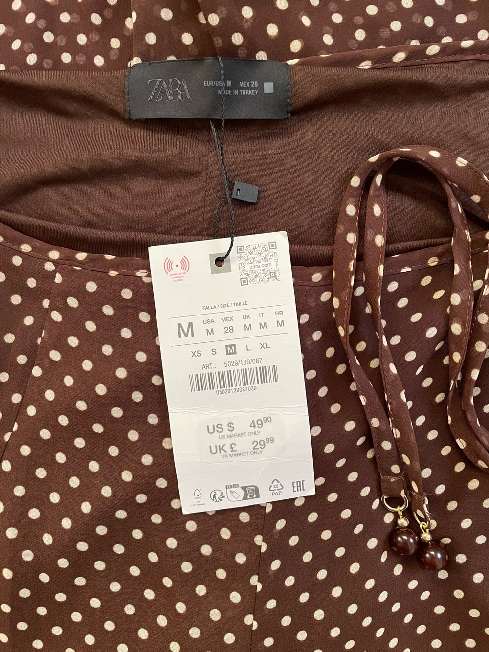 NEW Zara Brown Polka Dot Slip Skirt - Picture 7 of 8